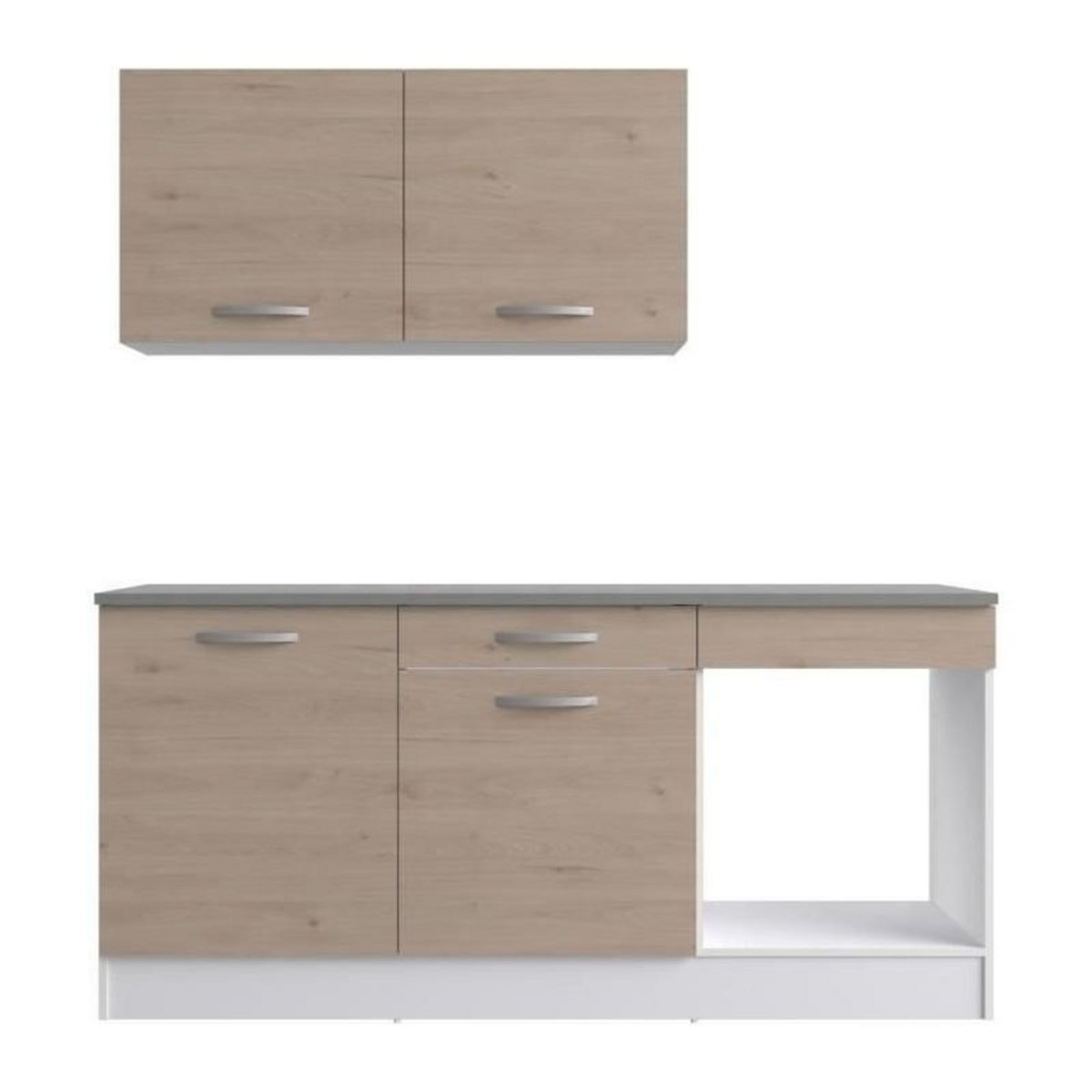 EKIPA Cuisine complete OSLO - L 180cm - Chene - Plan de travail inclus