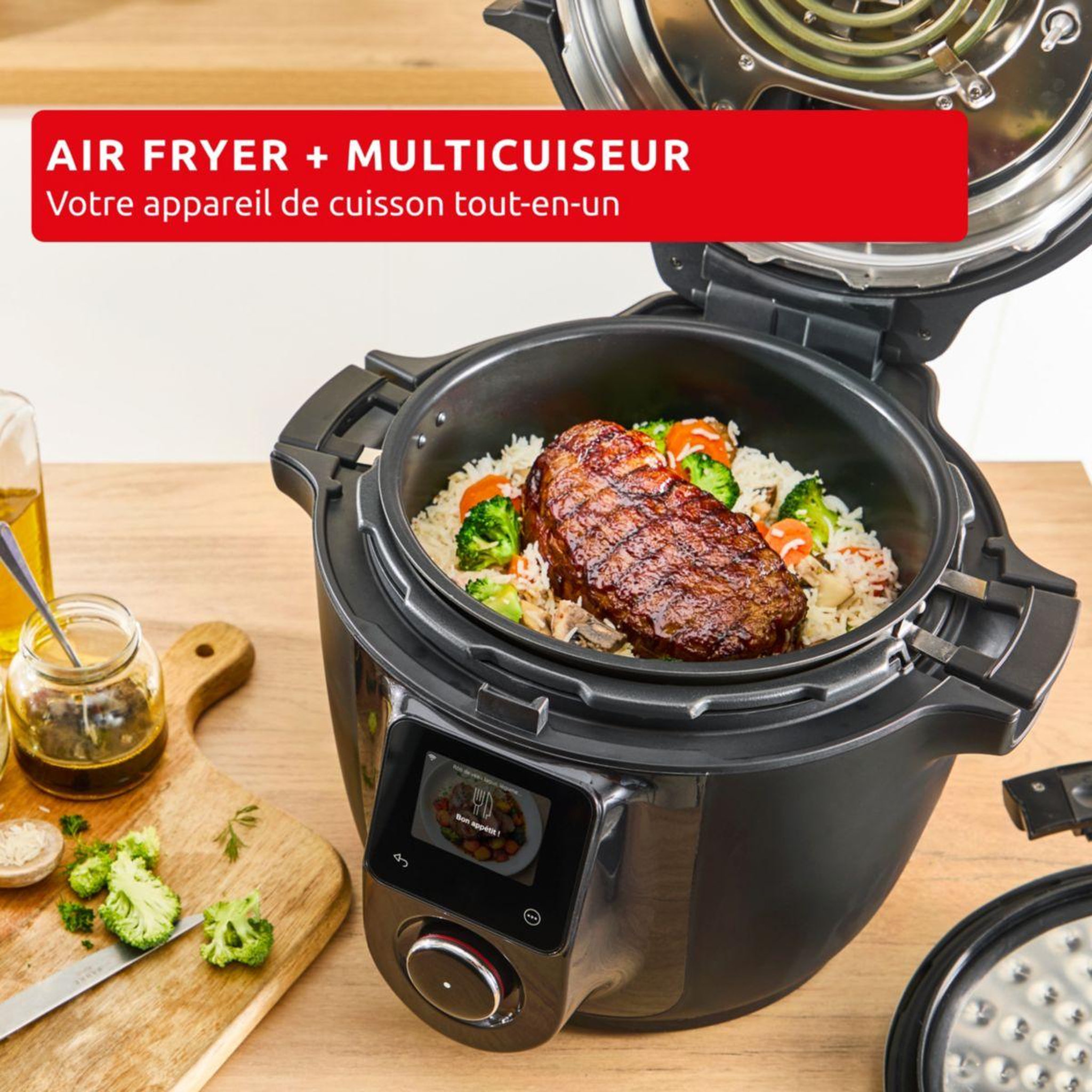 Voir la diapositive 5 : MOULINEX Cookeo multicuiseur airfryer cookeo infinity avec pale noir ce9828f0 20 modes de cuisson, 6,5 l