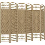 HOMCOM Paravent intérieur 6 panneaux pliables séparateur de pièce bois fibres tressées naturel