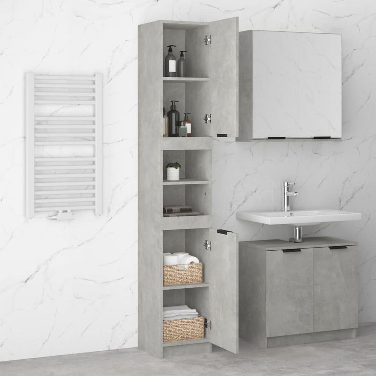 VIDAXL Armoire de salle de bain gris beton 32x34x188,5 cm