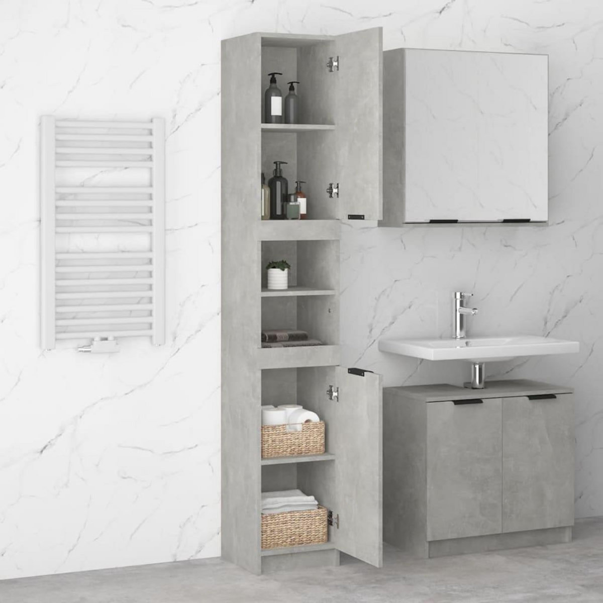 VIDAXL Armoire de salle de bain gris beton 32x34x188,5 cm