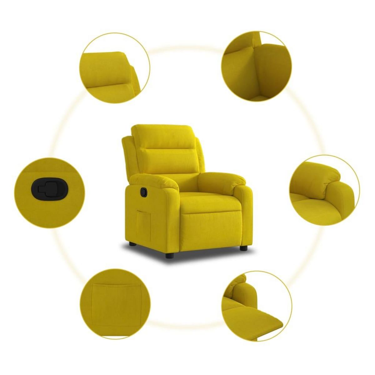 VIDAXL Fauteuil inclinable jaune velours