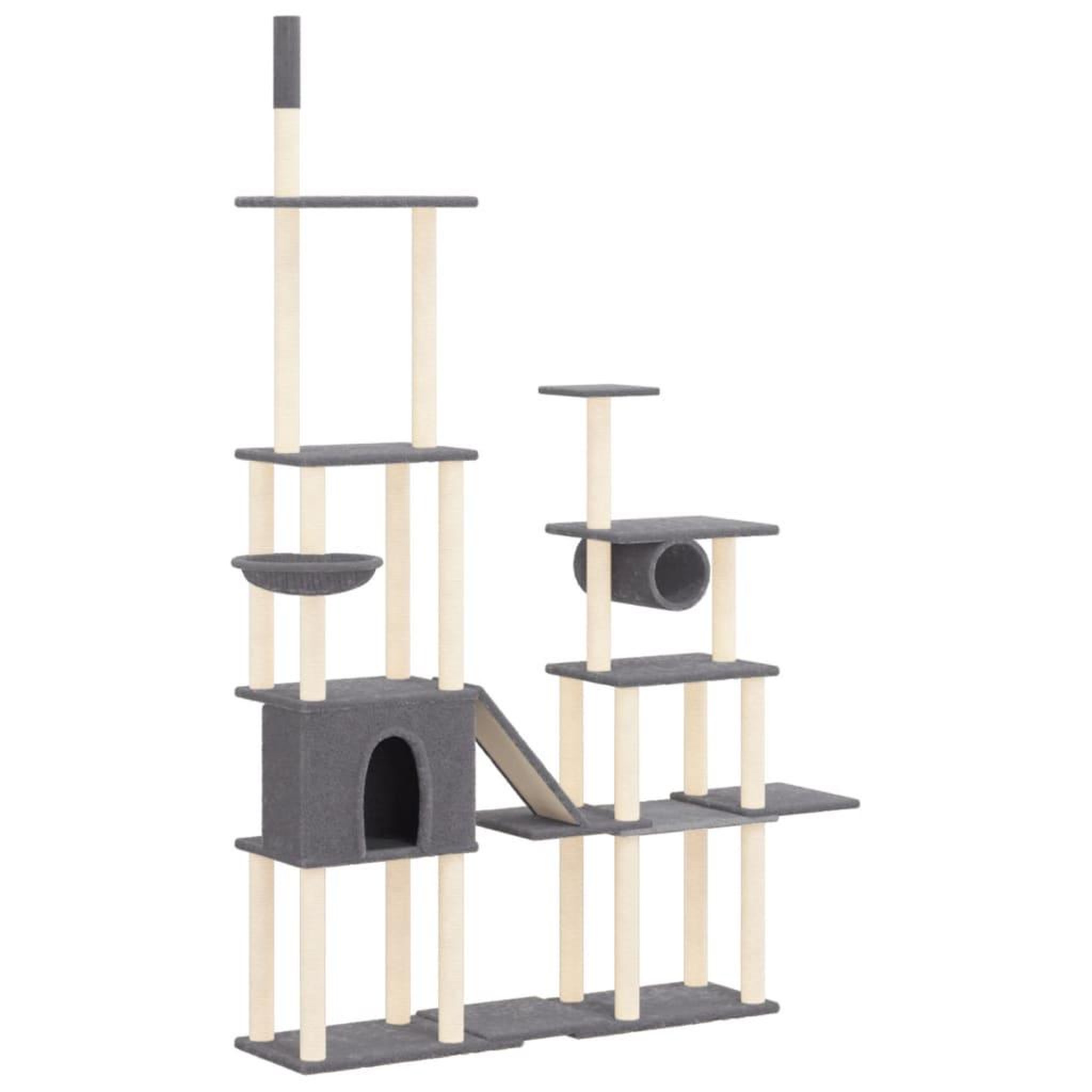 Voir la diapositive 2 : VIDAXL Arbre a chat avec griffoirs en sisal Gris fonce 279 cm