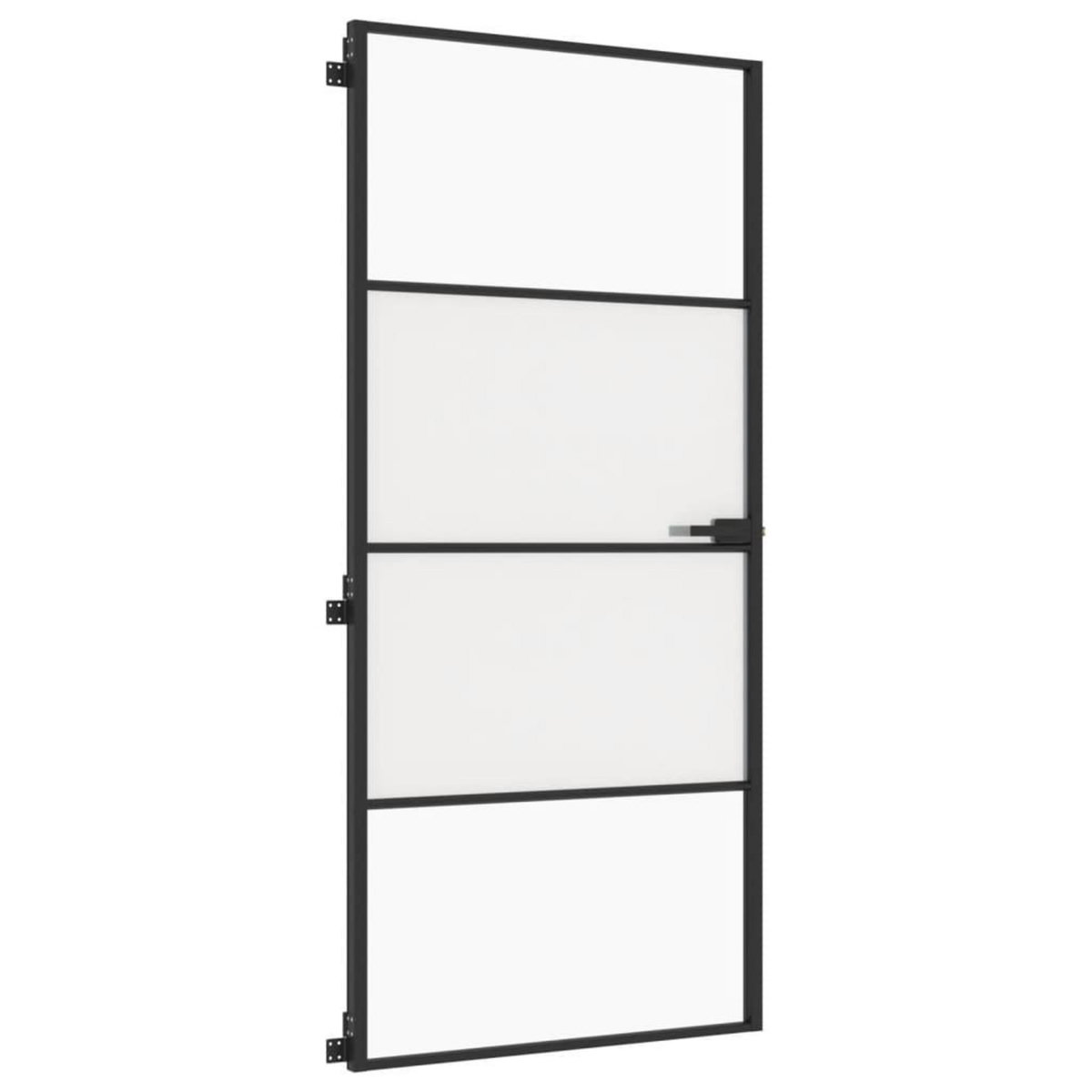 VIDAXL Porte interieure mince noir 93x201,5 cm verre trempe aluminium