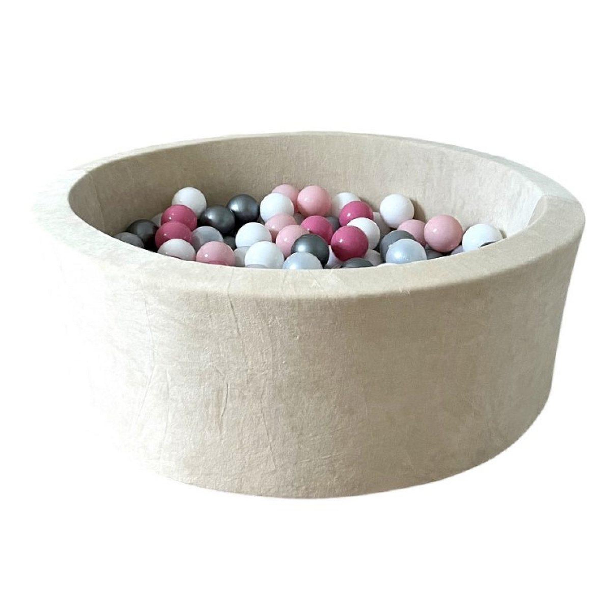 MONIO FOR KIDS Piscine à balles velours 90 cm crème + 200 balles
