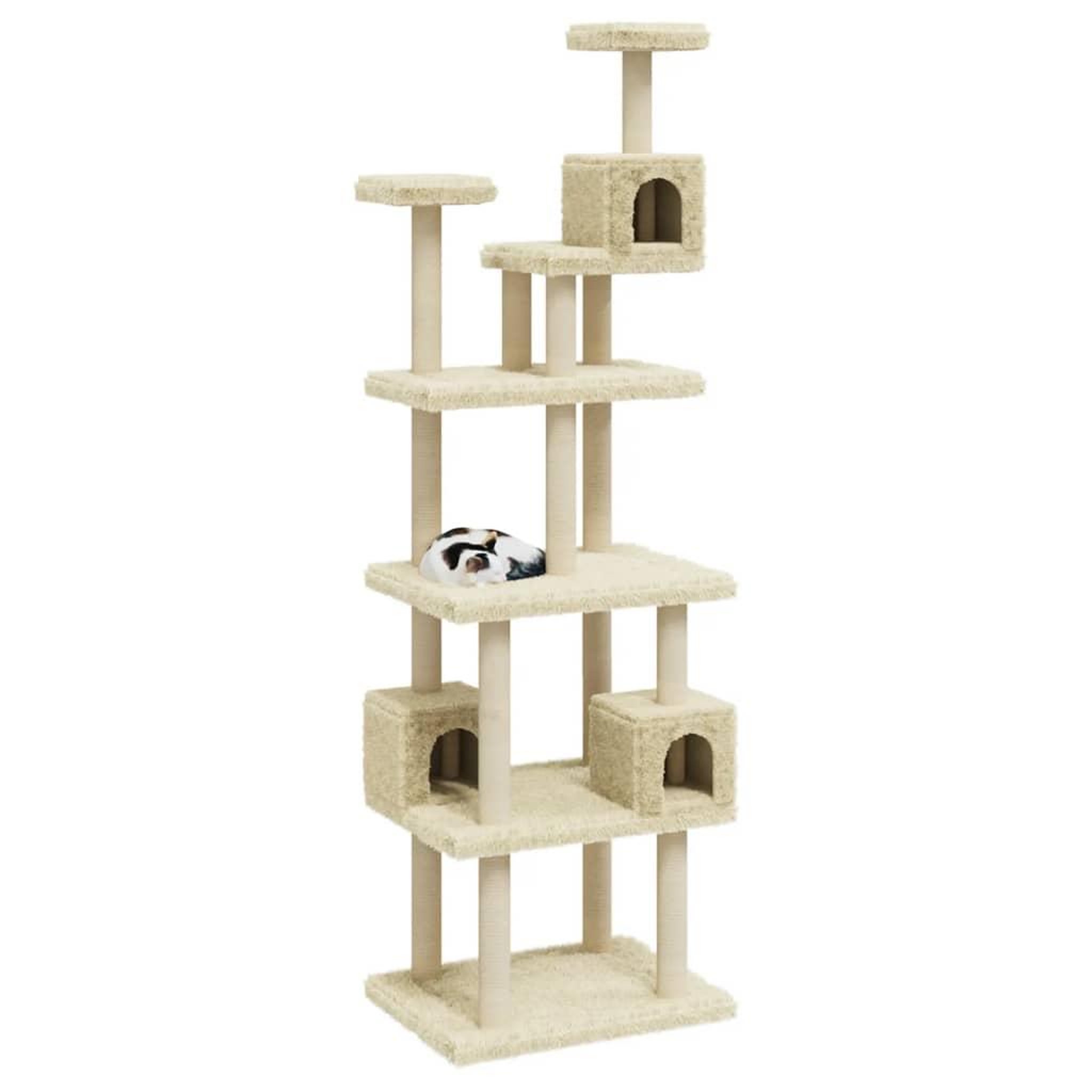 Voir la diapositive 3 : VIDAXL Arbre a chat avec griffoirs en sisal Creme 188 cm
