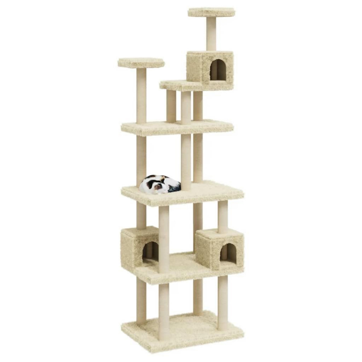 VIDAXL Arbre a chat avec griffoirs en sisal Creme 188 cm