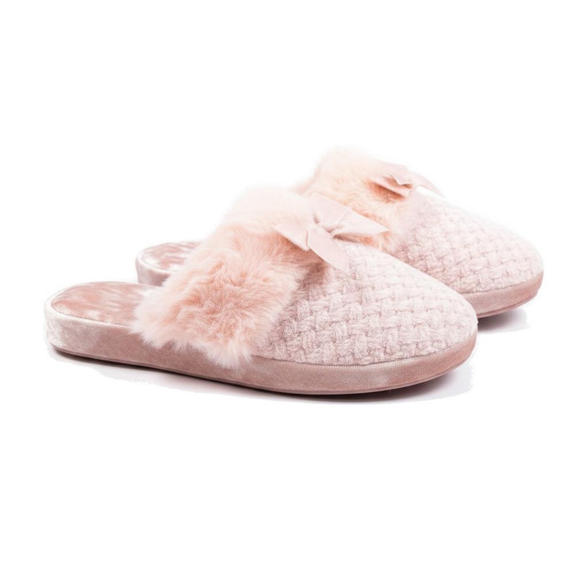 Voir la diapositive 3 : OZABI OZABI Mules Femme, Tricot Fil Lurex, Encolure Fausse Fourrure et Nœud