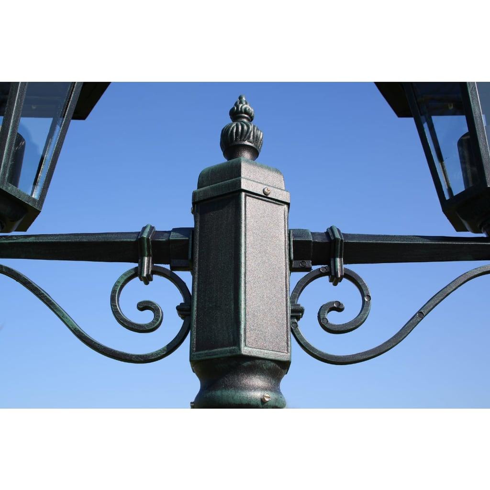 Voir la diapositive 4 : VIDAXL Lampadaire de jardin 2 bras 215 cm vert fonce/noir aluminium