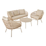 SWEEEK Salon de jardin en corde et acier. table plateau en zinc. 4 places