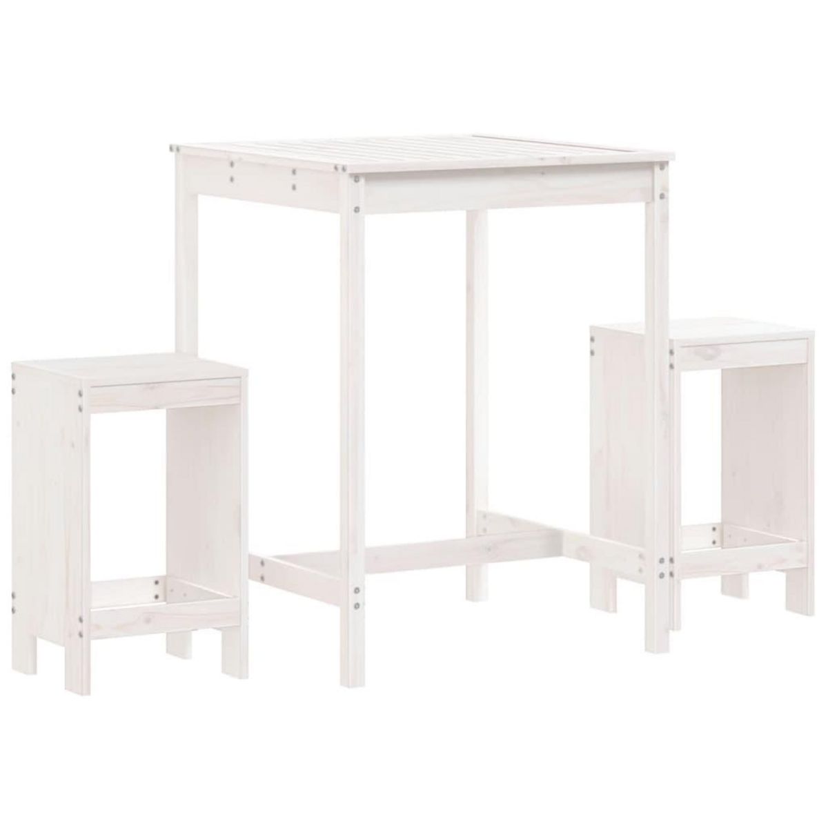 VIDAXL Ensemble de bar de jardin 3 pcs blanc bois de pin massif