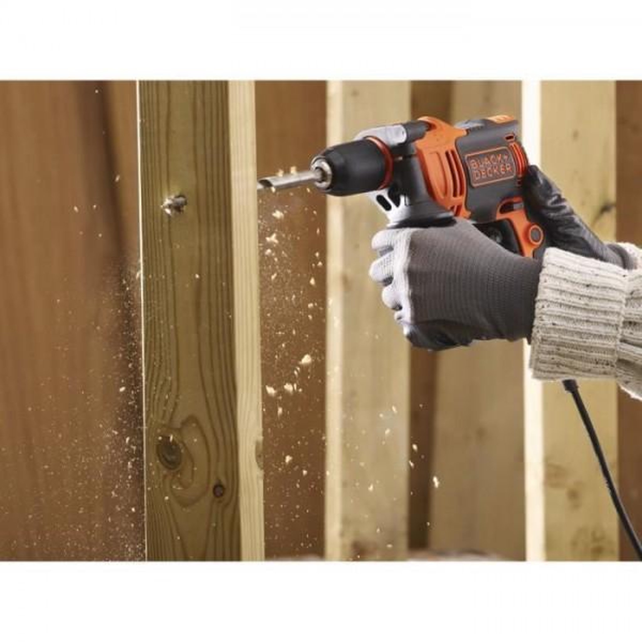 Voir la diapositive 2 : Black et Decker Perceuse a percussion filaire - BLACK+DECKER - BEH710-QS - 710W - Poignée latérale - 4 forets de perçage