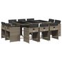 Voir la diapositive 2 : VIDAXL Ensemble a manger de jardin 11pcs avec coussins gris poly rotin