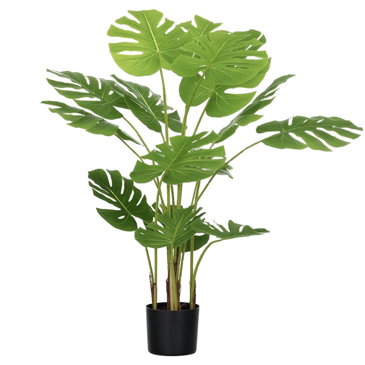 HOMCOM Arbre artificiel plante artificielle Monstera H. 120 cm tronc branches lichen feuilles de tortue grand réalisme pot inclus