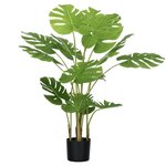 HOMCOM Arbre artificiel plante artificielle Monstera H. 120 cm tronc branches lichen feuilles de tortue grand réalisme pot inclus