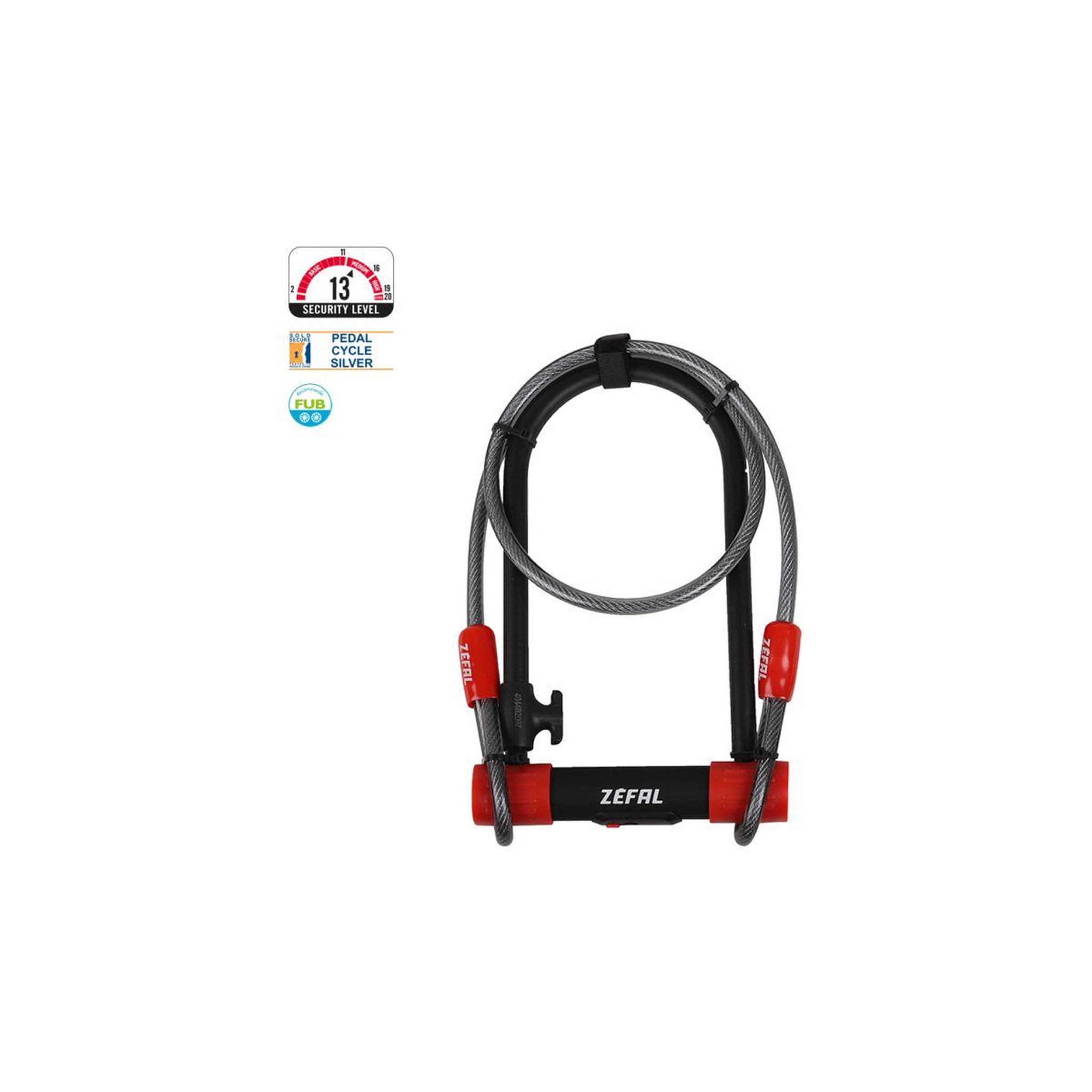 Voir la diapositive 2 : ZEFAL Antivol K-Traz U13 cable (U)