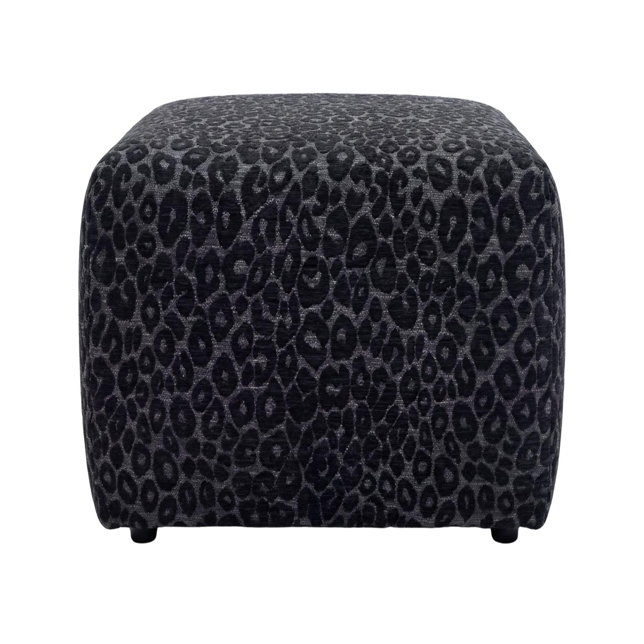 Voir la diapositive 1 : CASANOVA PARIS Elio - pouf en tissu imprimé animalier beige 74x74x41
