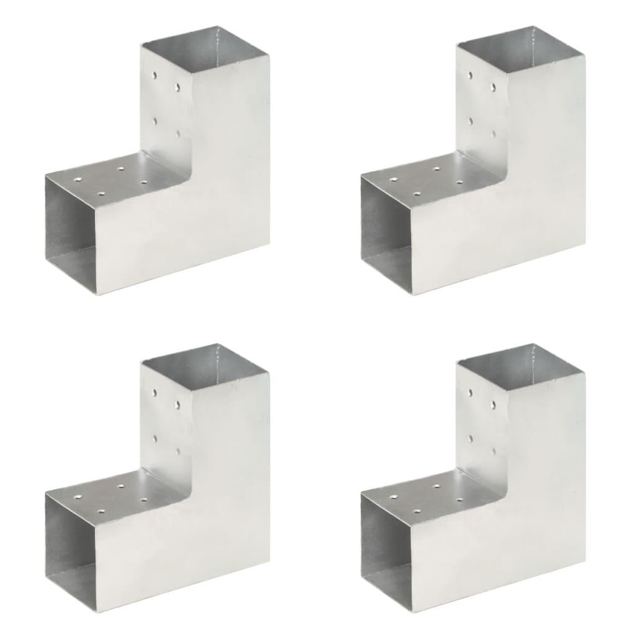 VIDAXL Connecteurs de poteau 4 pcs Forme en L Metal galvanise 81x81 mm