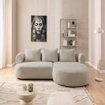 LISA DESIGN Angela - canapé d'angle droit 4 places en velours texturé. Coloris disponibles : Gris, Vert, Bleu, Beige, Orange, Noir