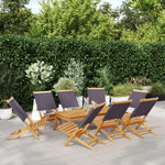 VIDAXL Chaises de jardin pliantes lot de 8 tissu et bois massif
