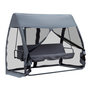 Voir la diapositive 1 : OUTSUNNY Balancelle de jardin convertible 3 places grand confort : matelas assise dossier, moustiquaire intégrale zippée avec toit,  pochette rangement métal époxy polyester gris