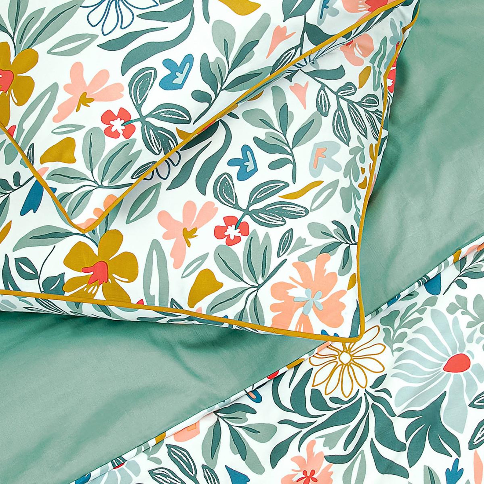 Voir la diapositive 2 : FUTURE HOME Parure de lit 2 personnes en satin de coton imprimé floral