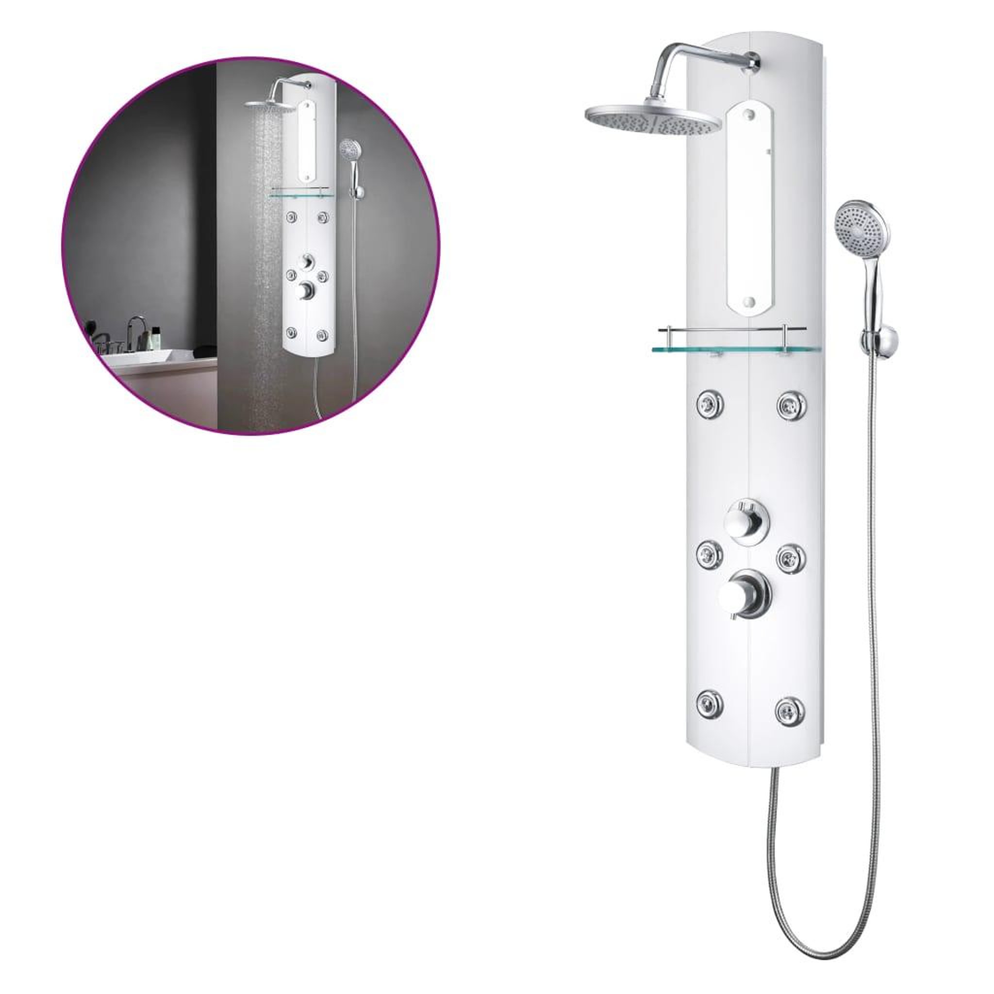 Voir la diapositive 2 : VIDAXL Panneau de douche 25 x 43 x 120 cm Argente