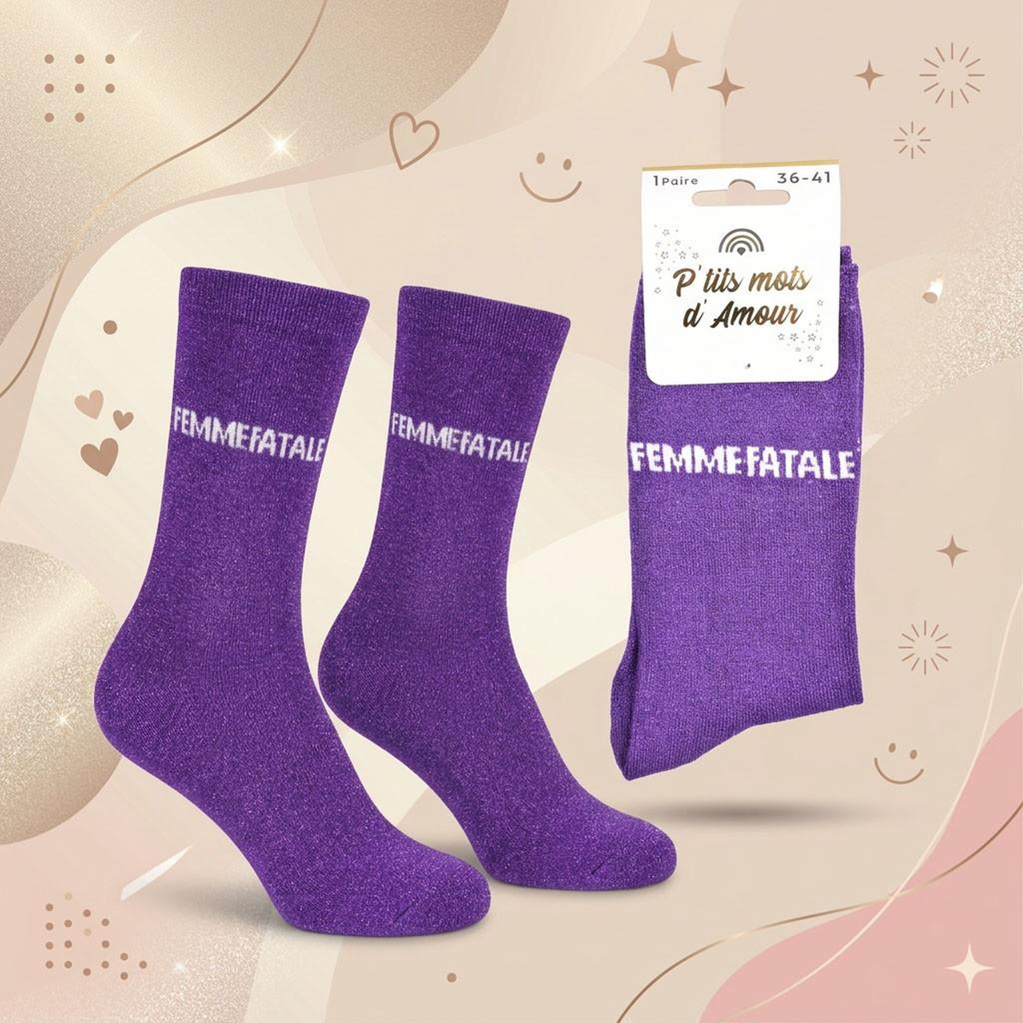 Voir la diapositive 4 : OZABI Chaussettes Femme Lurex Message Humoristique