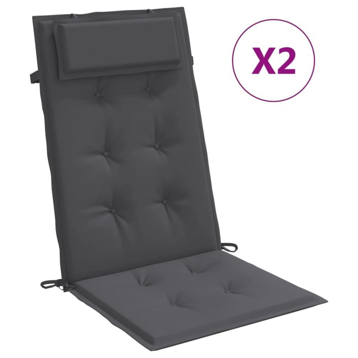 VIDAXL Coussins de chaise a dossier haut lot de 2 anthracite