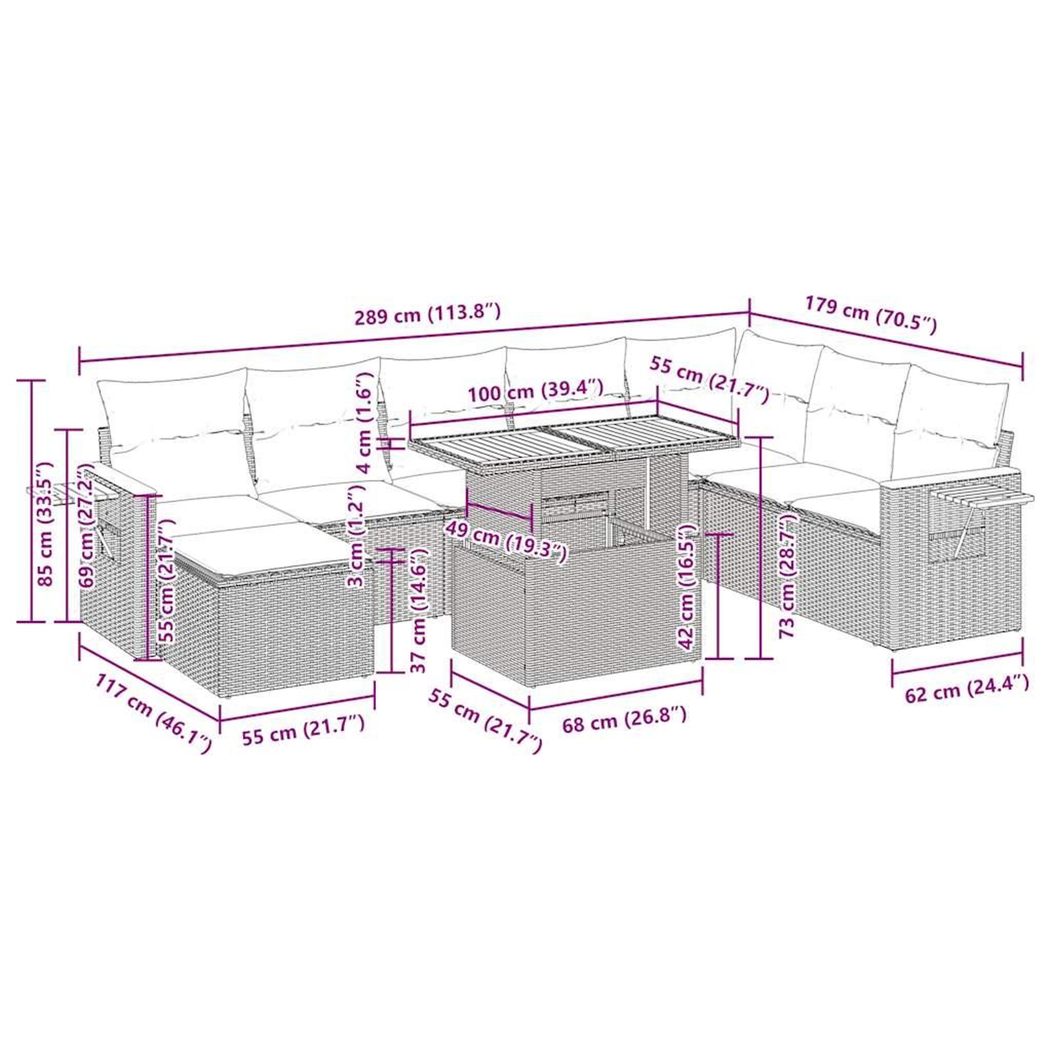 Voir la diapositive 6 : VIDAXL Salon de jardin avec coussins 9 pcs noir resine tressee acacia