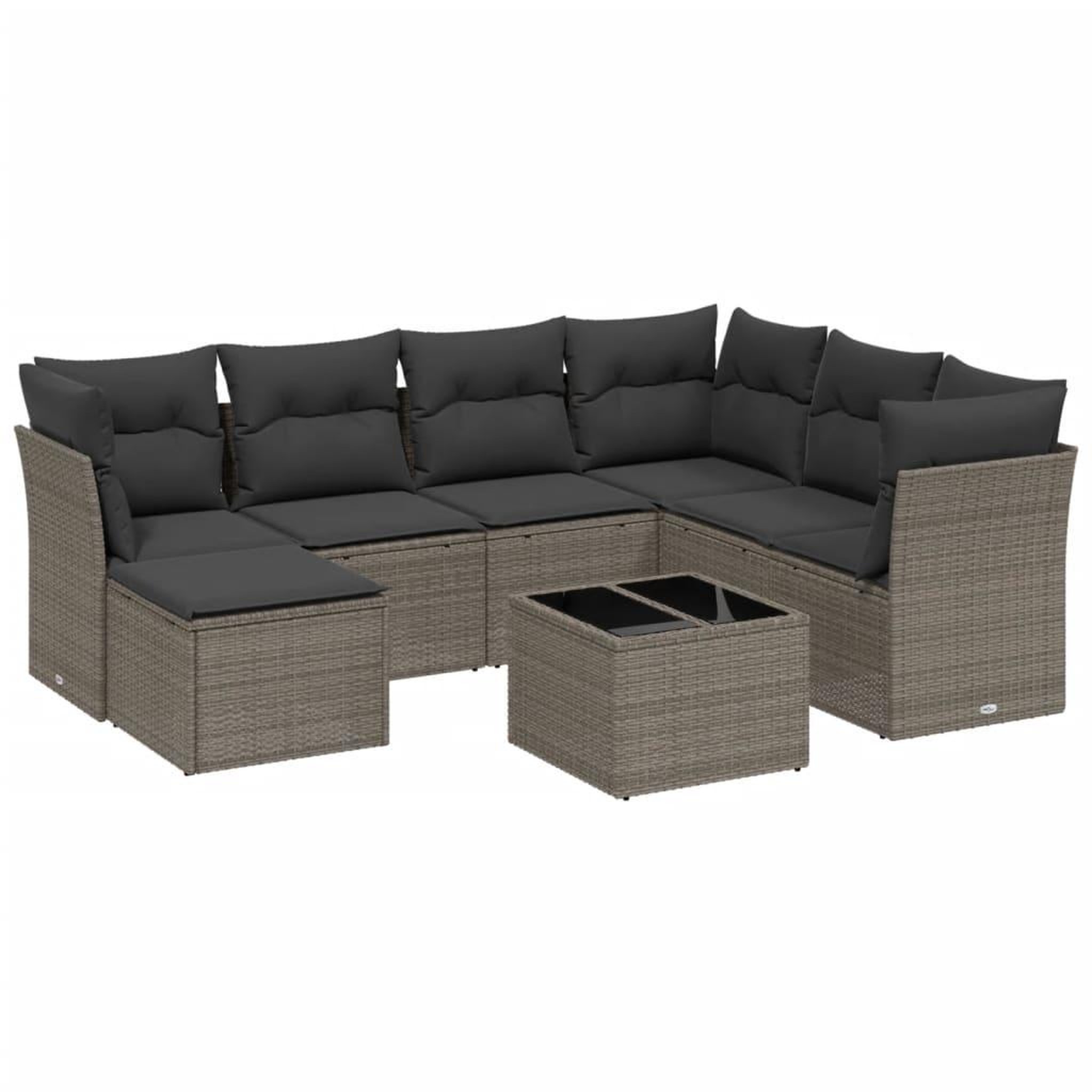 Voir la diapositive 2 : VIDAXL Salon de jardin 8 pcs avec coussins gris clair resine tressee