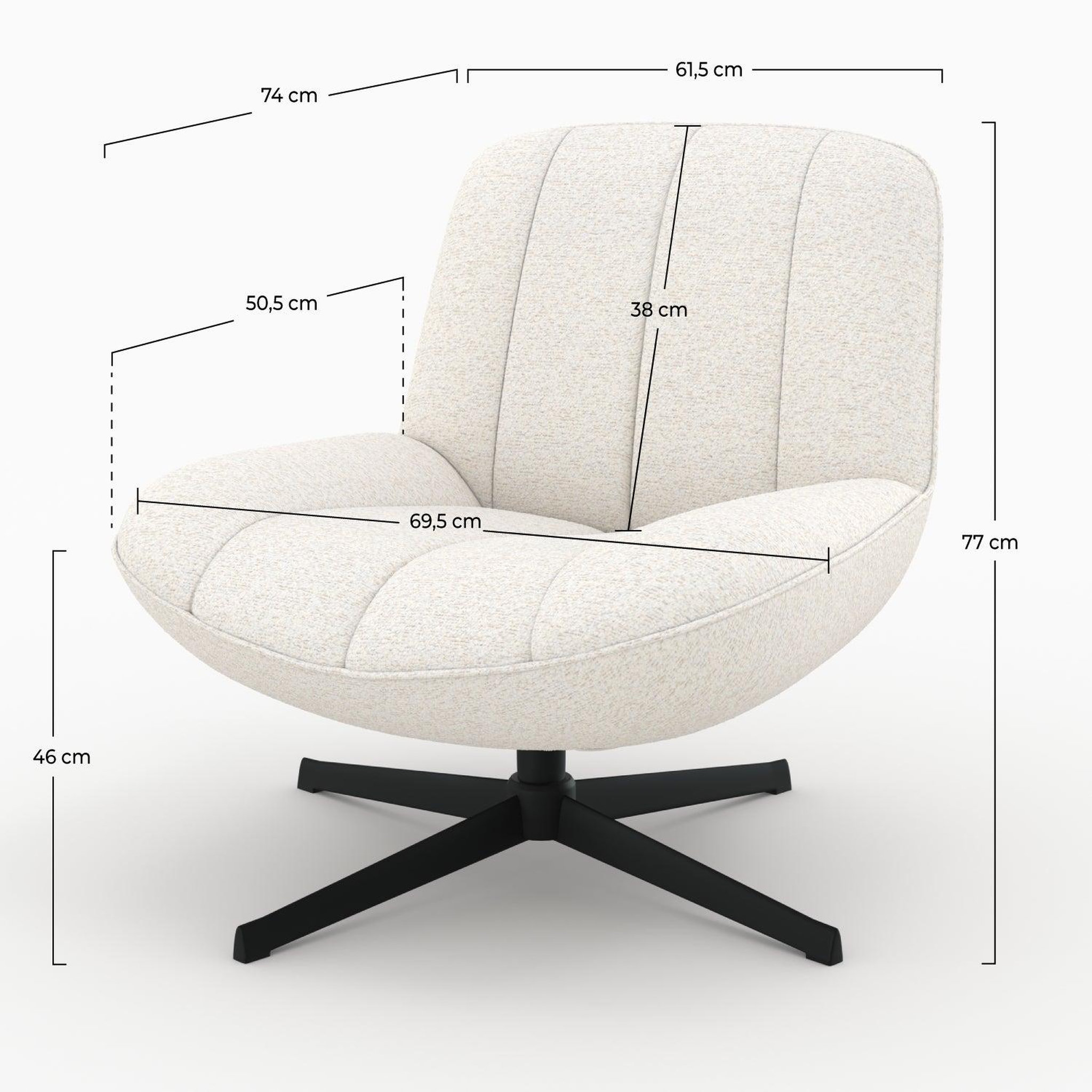 Voir la diapositive 4 : MAISON PAVANE Fauteuil pivotant en tissu bouclé blanc cassé-elvis