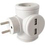 Voir la diapositive 5 : WATT AND CO Multiprise Biplite 2x16A rotative + USB 2.4A Blanc