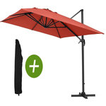 Habitat et Jardin Parasol jardin déporté Alu  Sun 4  - Rectangle- 3 x 4 m - Rouge + Housse de protection