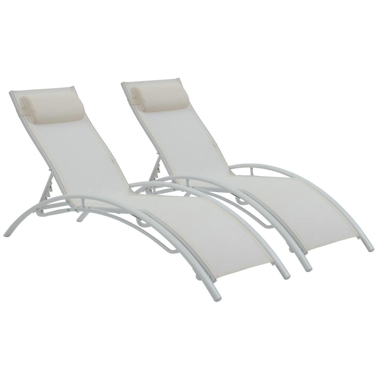 Habitat et Jardin Bain de soleil en aluminium  Beauty  - Phoenix - Ecru - Lot de 2