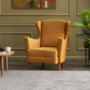 Voir la diapositive 2 : CONCEPT USINE Fauteuil à oreilles en velours moutarde WILLIAMS