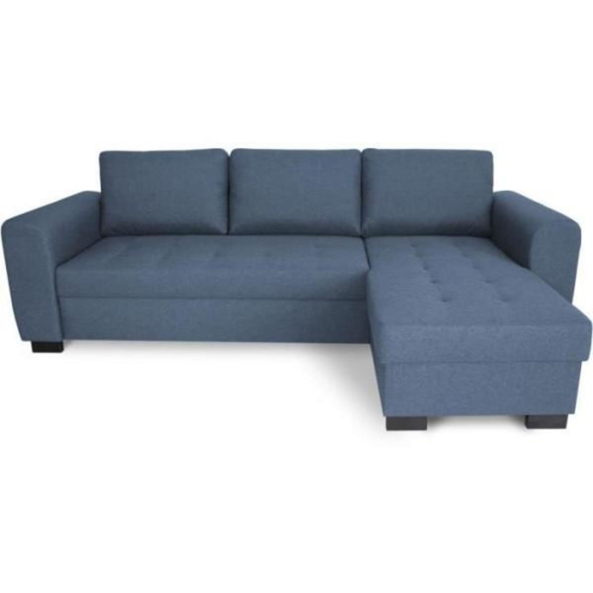 MARKET24 Canapé d'angle fixe réversible 4 places - Tissu Bleu - L245 x P150 x H86 cm - HAMILTON - Fabriqué en Ukraine