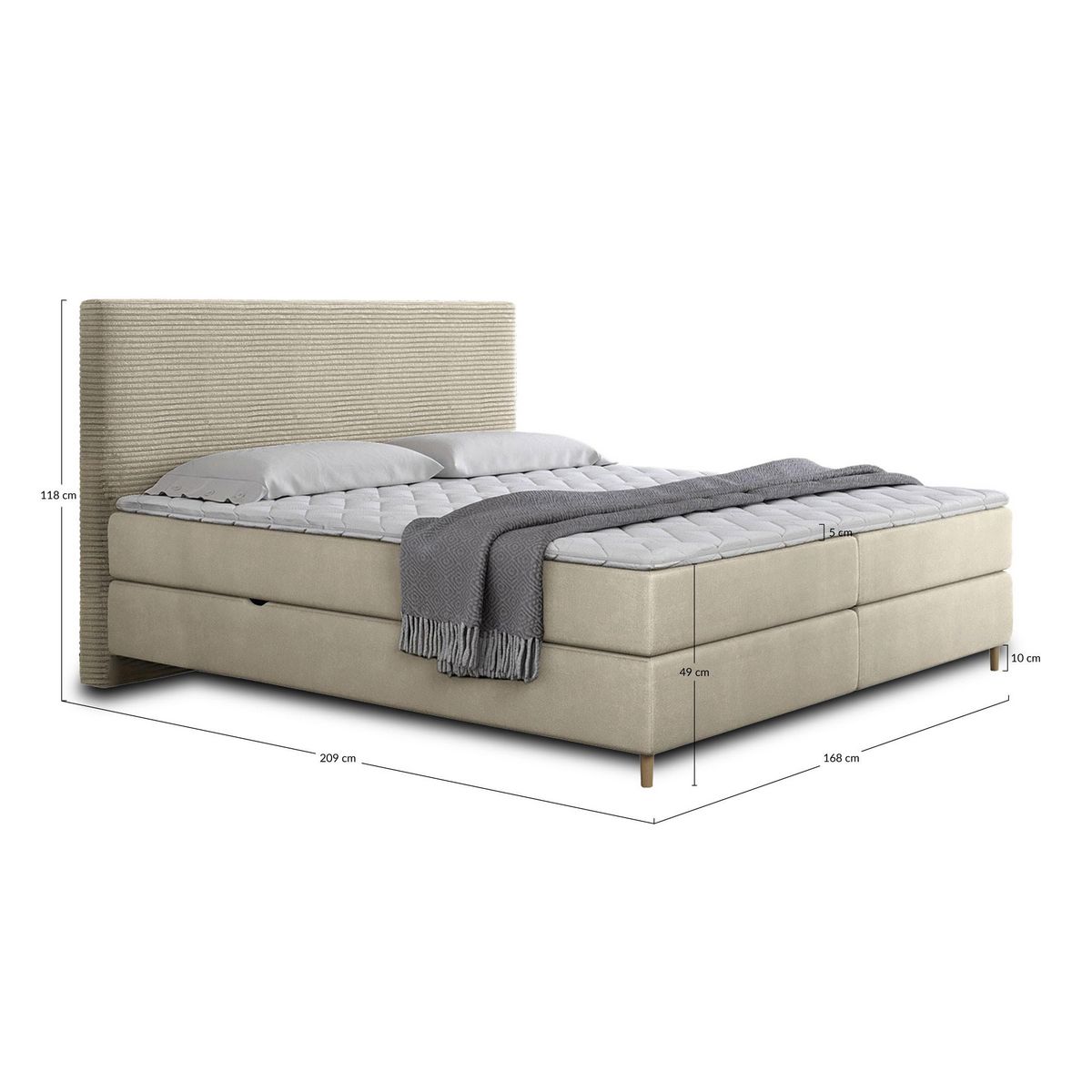 BEST MOBILIER Rafaela - lit boxspring - 160x200 - coffres et surmatelas inclus - en velours