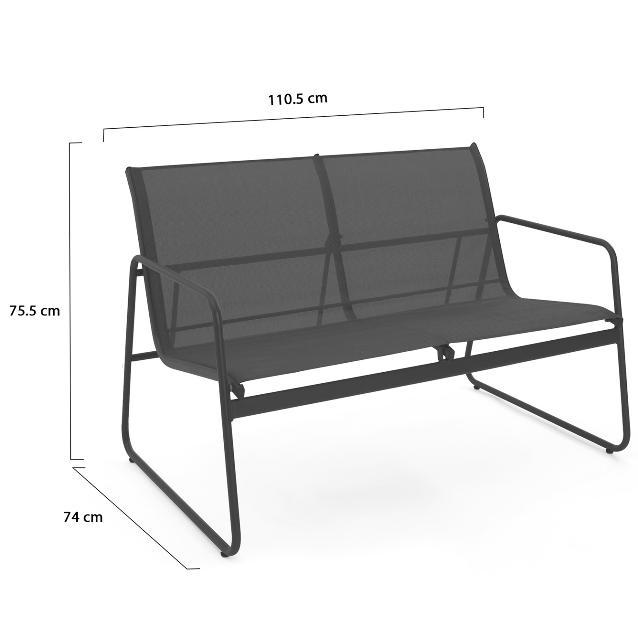 Voir la diapositive 4 : ID MARKET Salon de jardin bas malaga 6 places avec 2 canapés, fauteuils et table gris anthracite