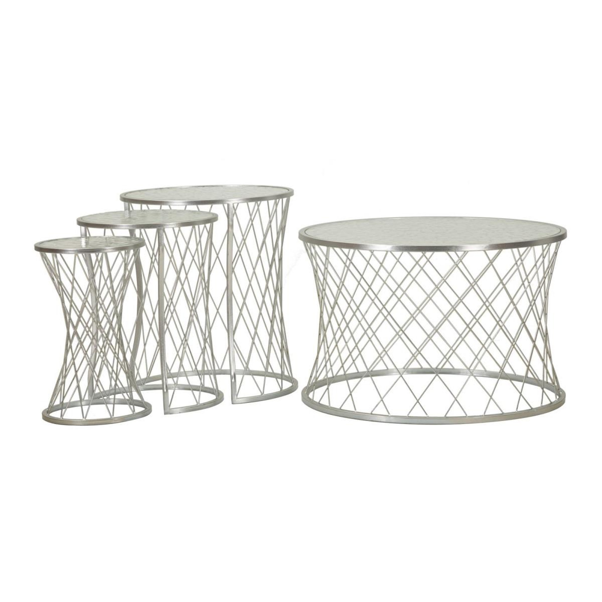 Voir la diapositive 2 : Paris Prix Lot de 4 tables d'appoint design  noah  70cm argent