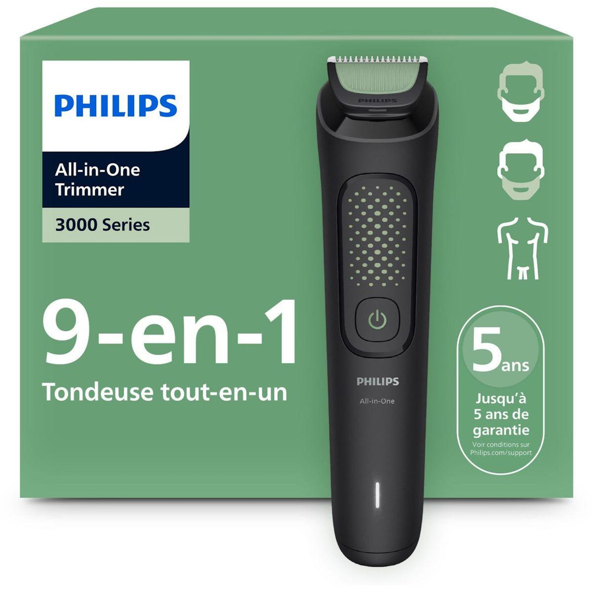 Philips Tondeuse multi usages MG3945/15 Series 3000, 10 hauteurs de coupe, précision 1 mm, autonomie 90 mn