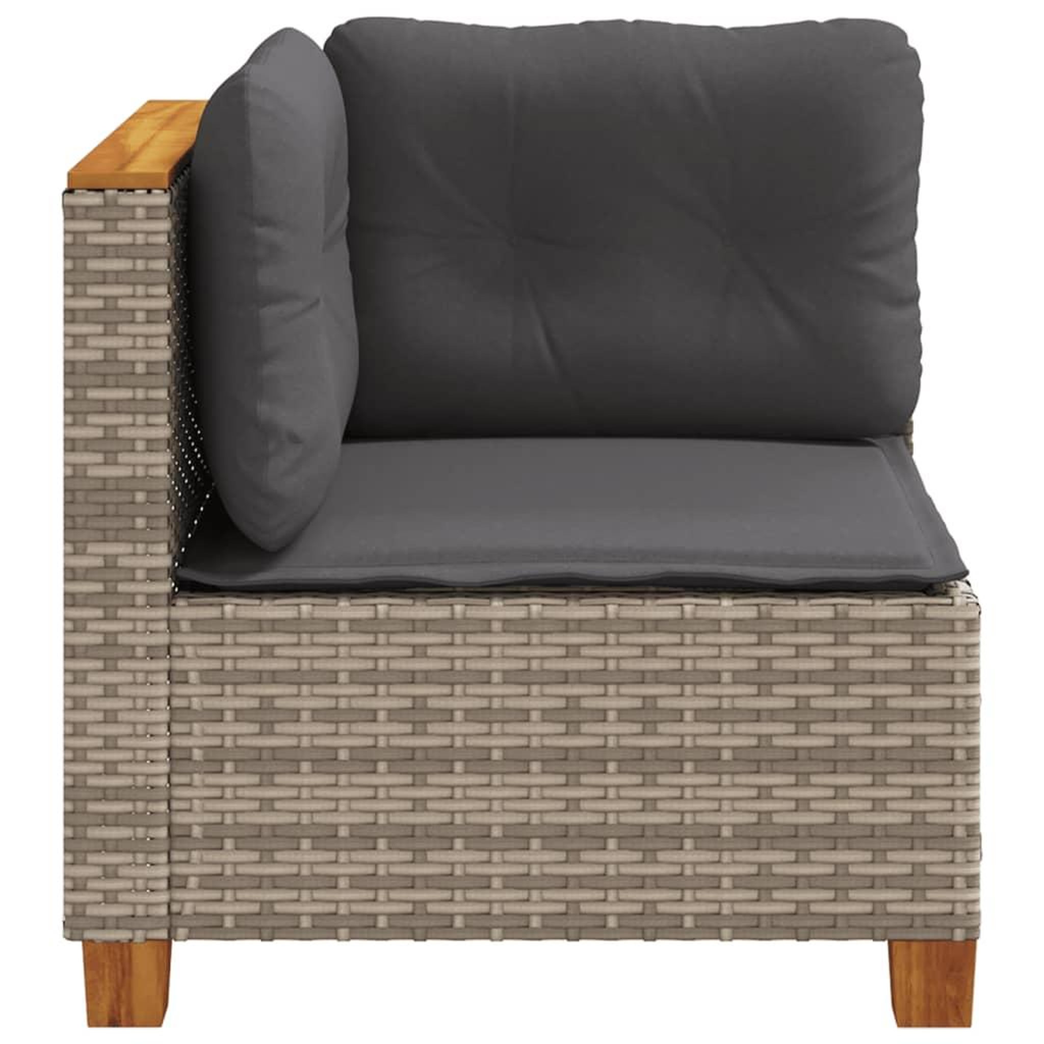 Voir la diapositive 5 : VIDAXL Canape d'angle de jardin avec coussins gris resine tressee