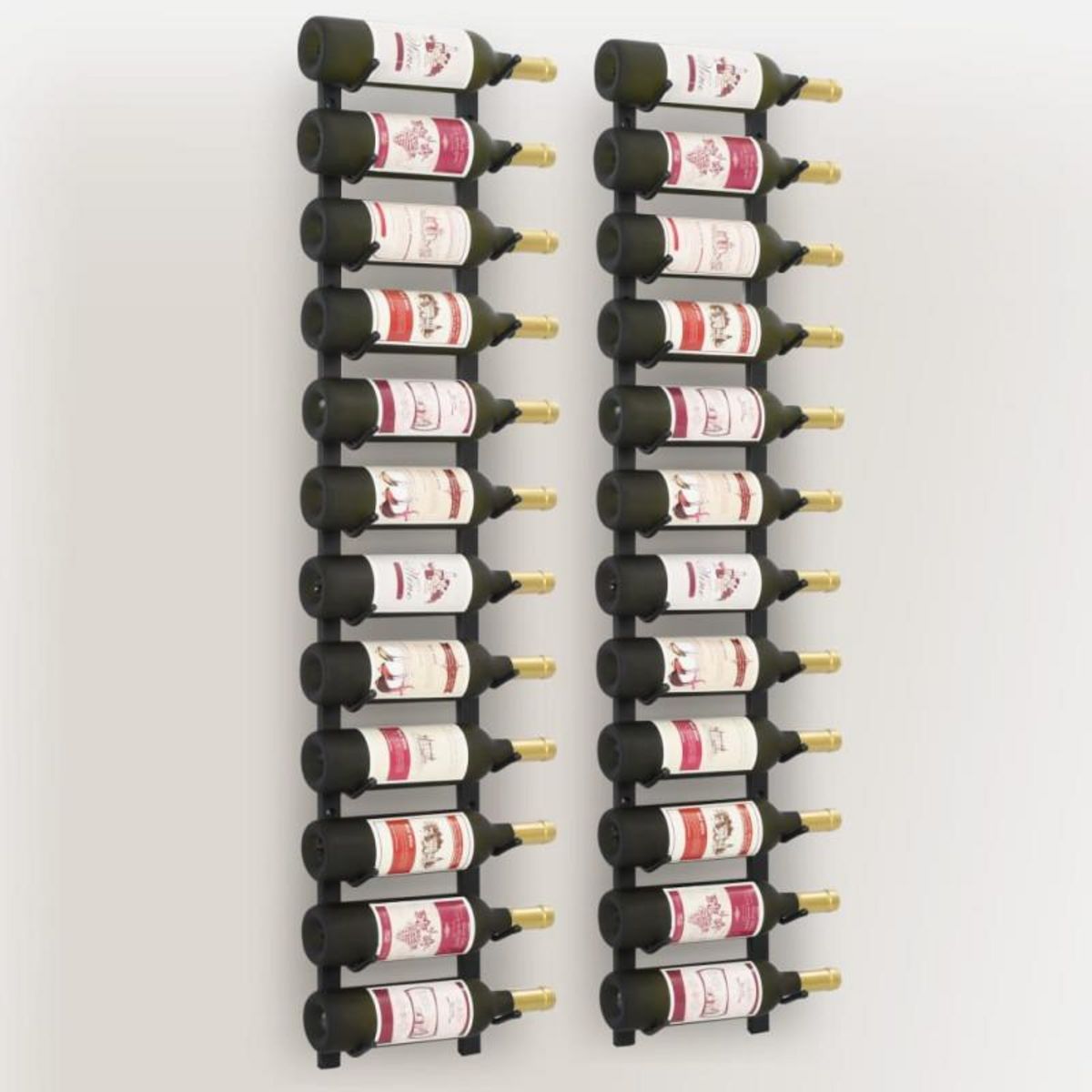VIDAXL Casiers à bouteilles mural pour 12 bouteilles 2 pcs noir fer