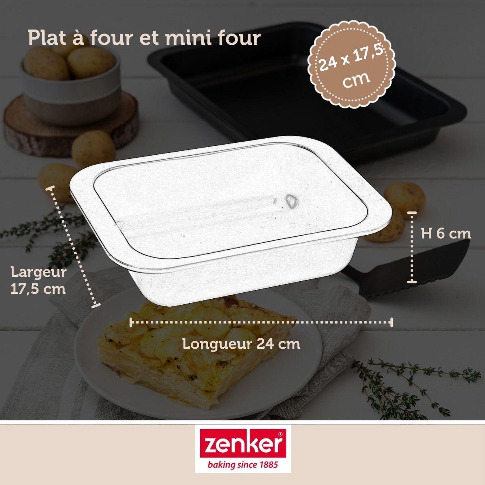 Voir la diapositive 3 : ZENKER Lot de 2 plats four 17,5/24 cm en acier avec 2 ustensiles Zenker Special cooking