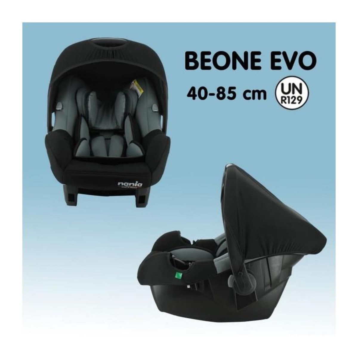 NANIA Poussette combinée 3 en 1 NANIA GIULIA + Siege auto BEONE EVO R129 40-85 cm - Nacelle de 0 a 6 mois