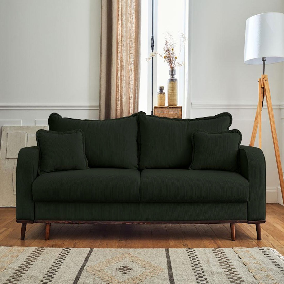 LISA DESIGN Albane - canapé 3 places - convertible avec coffre - en velours côtelé