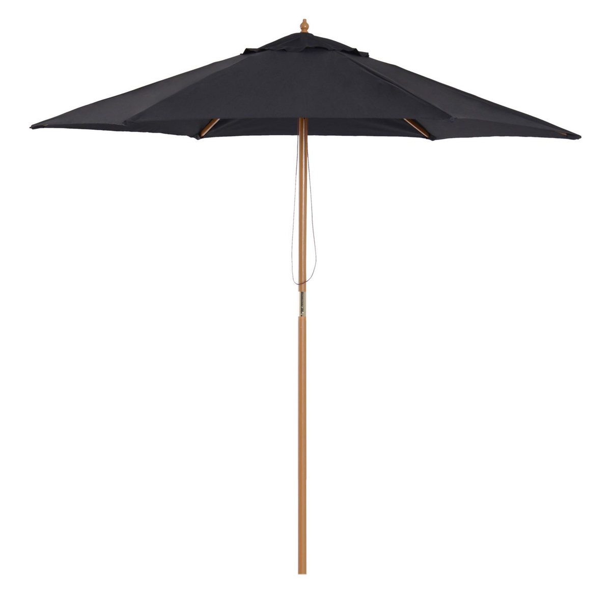 OUTSUNNY Parasol droit hexagonal grande taille de jardin Ø 2,5 x 2,3H m bois de bambou noir