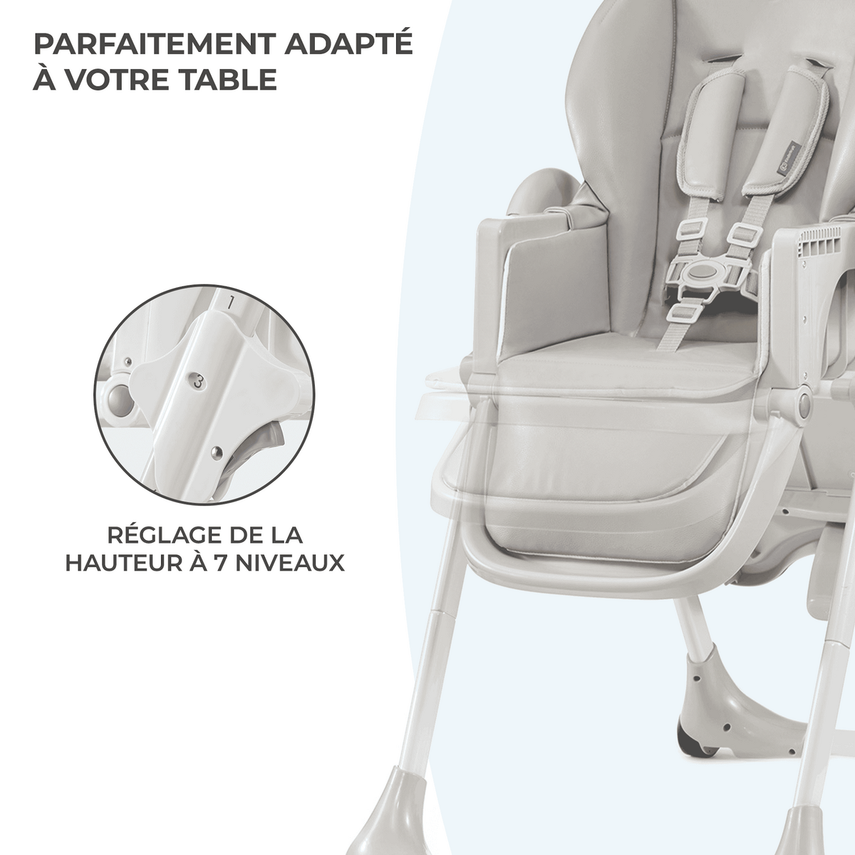 KINDERKRAFT Chaise haute bebe reglable pliante plateau amovib