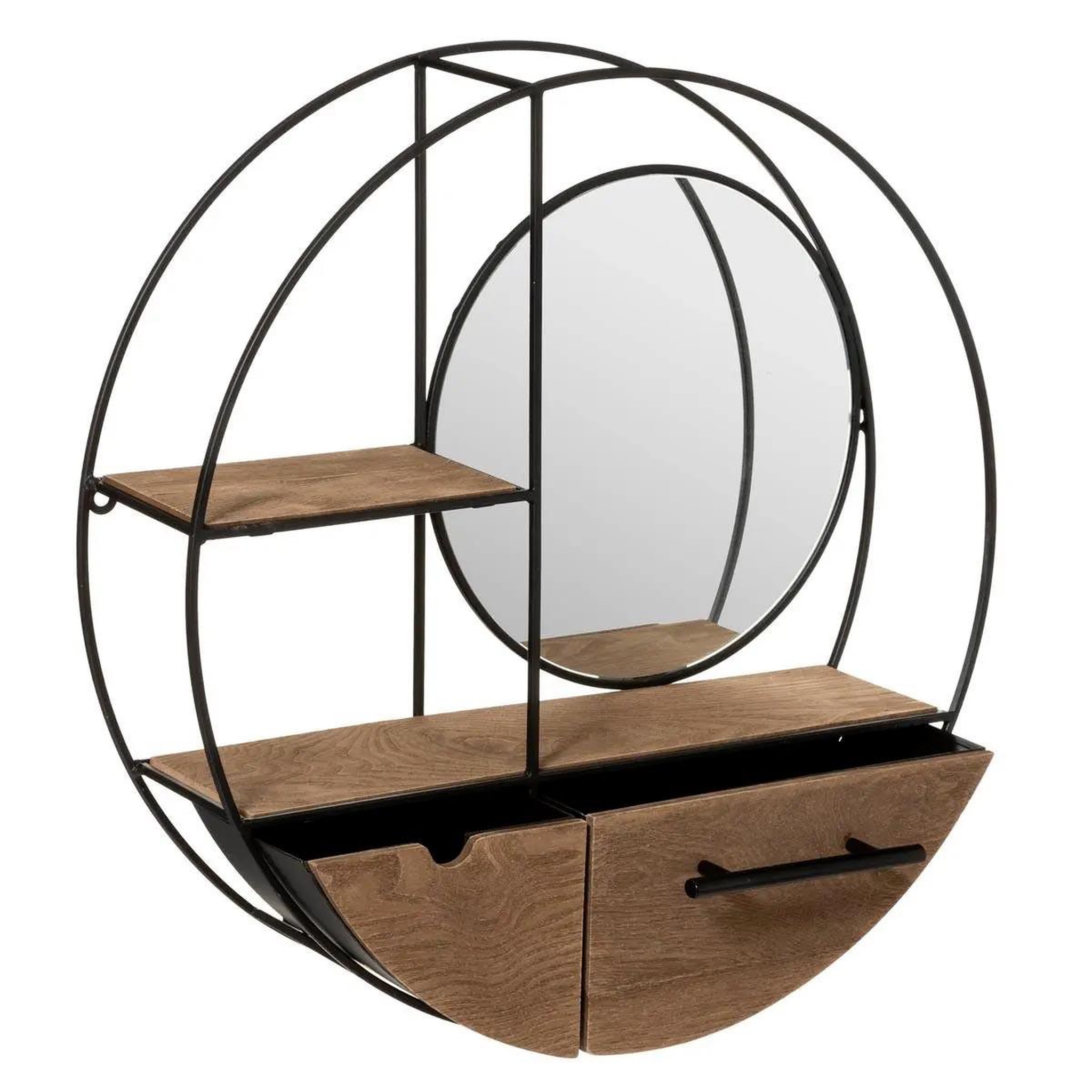 Voir la diapositive 2 : ATMOSPHERA Étagère murale 2 tiroirs  reto  50cm naturel & noir