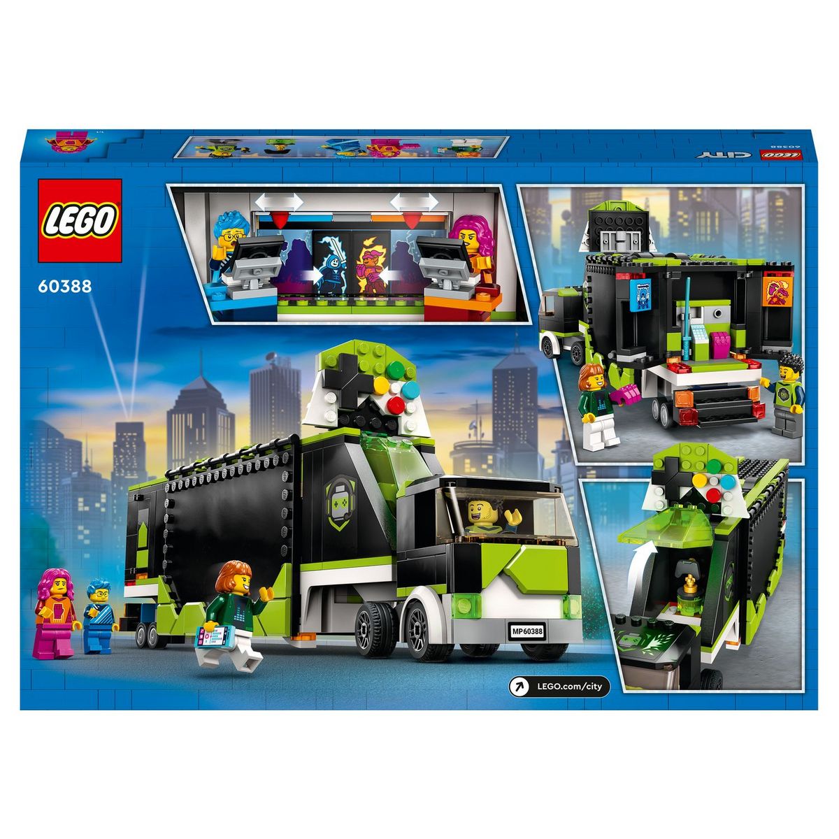 LEGO City 60388 Camion des tournois de jeux vidéos, Jouet de Véhicules eSports, avec Minifigurines pour Gameur